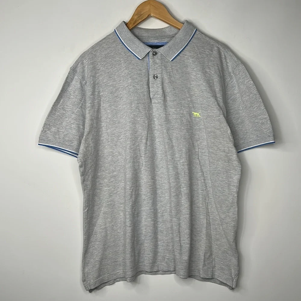 Rodd & Gunn Sports Fit Polo Shortsleeved Shirt Mens Size XL Gray and Light Blue - Picture 1 of 7